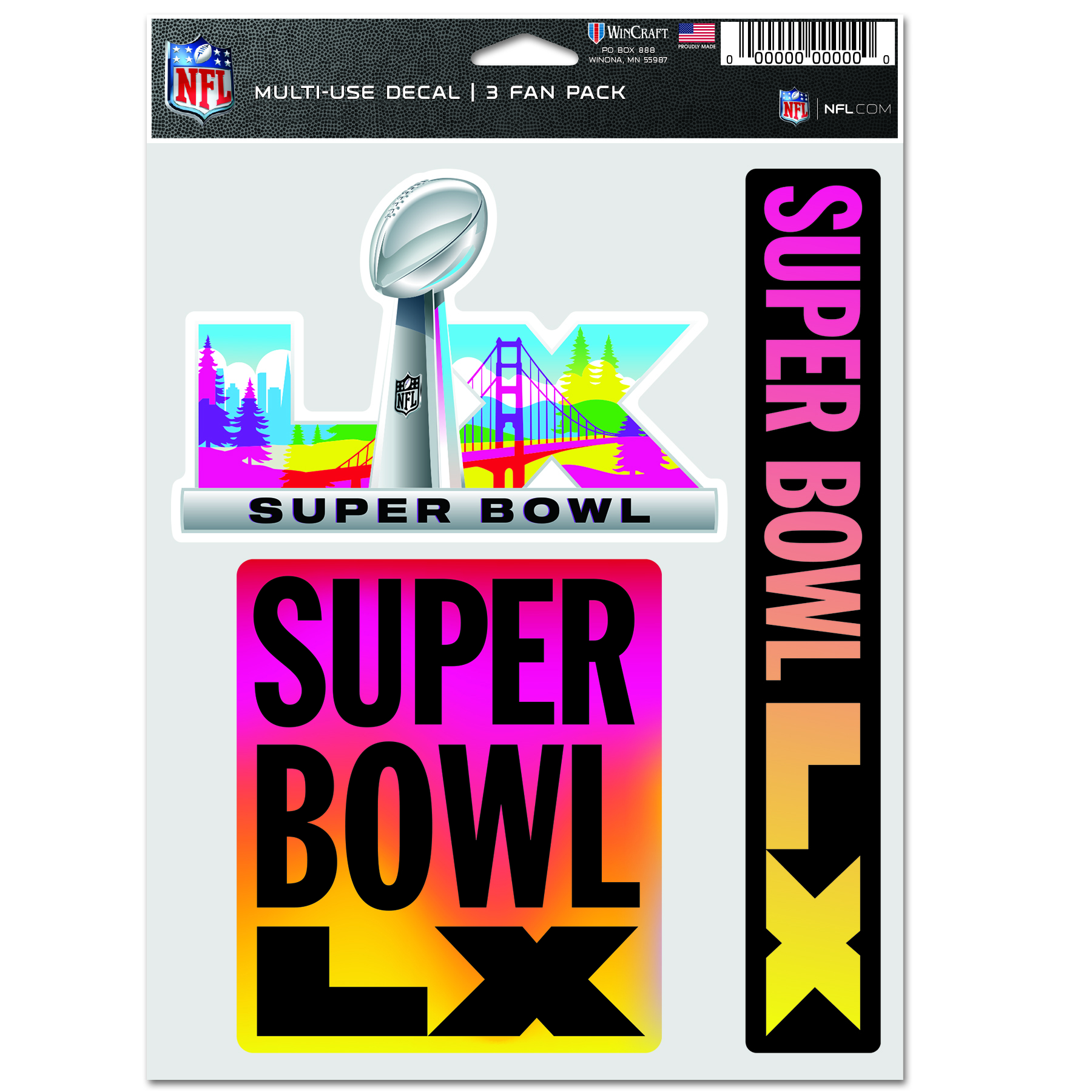 image of: Super Bowl LX Perfect Cut Decal, 3 Pack