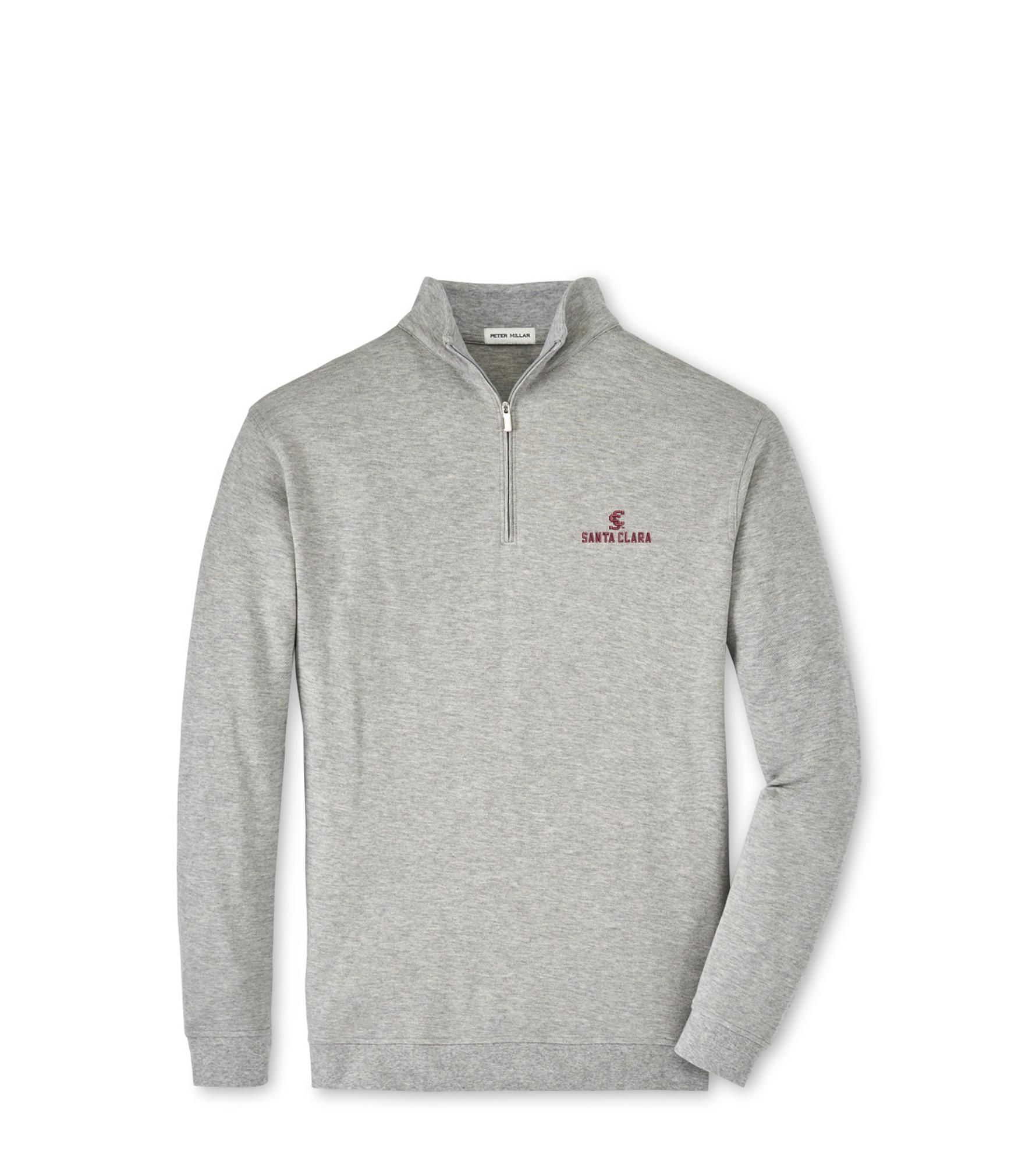 image of: Santa Clara Broncos Peter Millar Crown Quarter Zip Jacket, Light Gray