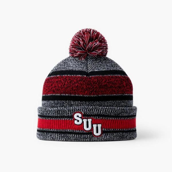 SUU Knit Beanie – Red/Black; $32.00