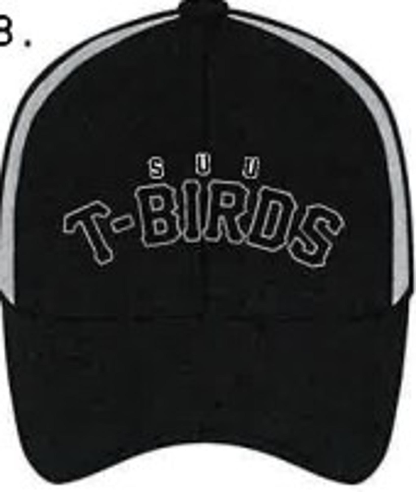 image of: CAPX HAT FITTED PRO BLEND BLACK/GRAY SUU T-BIRDS