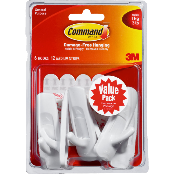 Command Adhesive Designer Hook - White Medium 6Pk; $12.35
