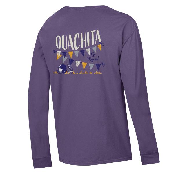 Ouachita Football Pennants Comfort Wash Long Sleeve Tee; $29.99