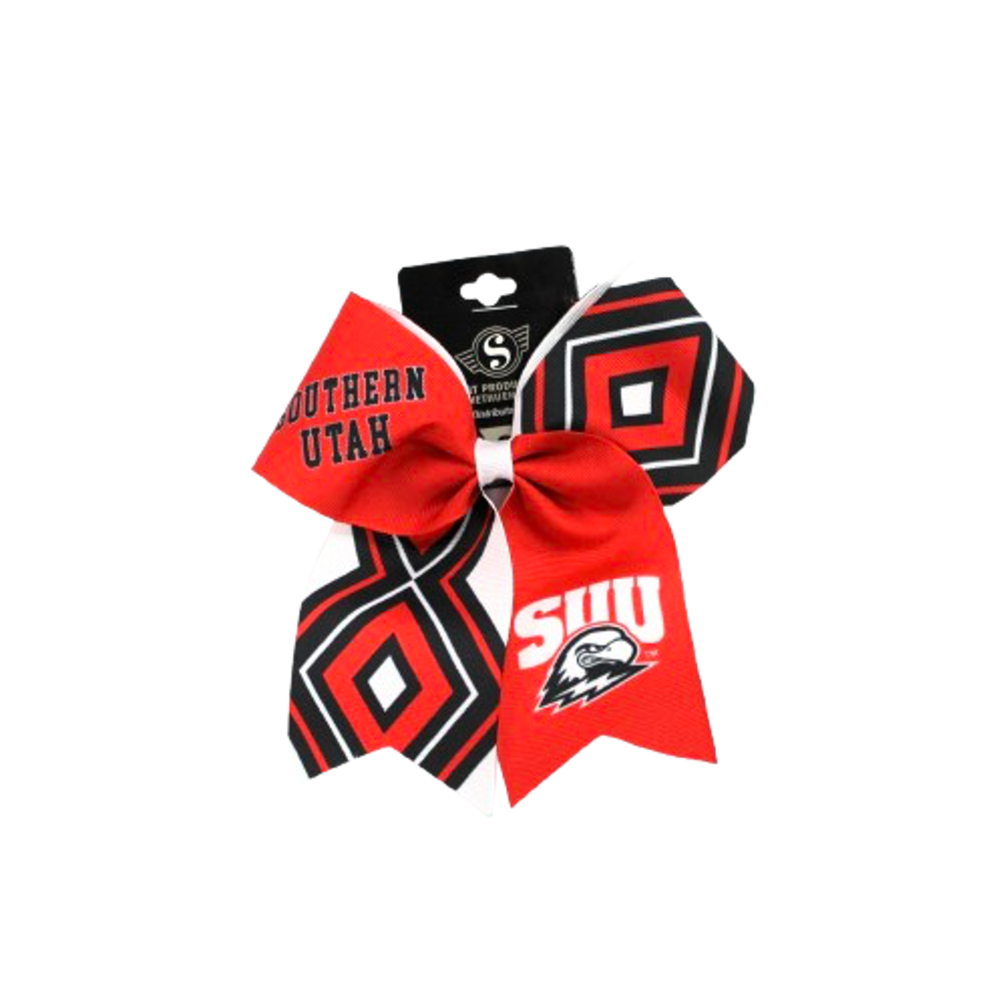 image of: Cheer Ribbon Barrette – Red/Black SUU Spirit
