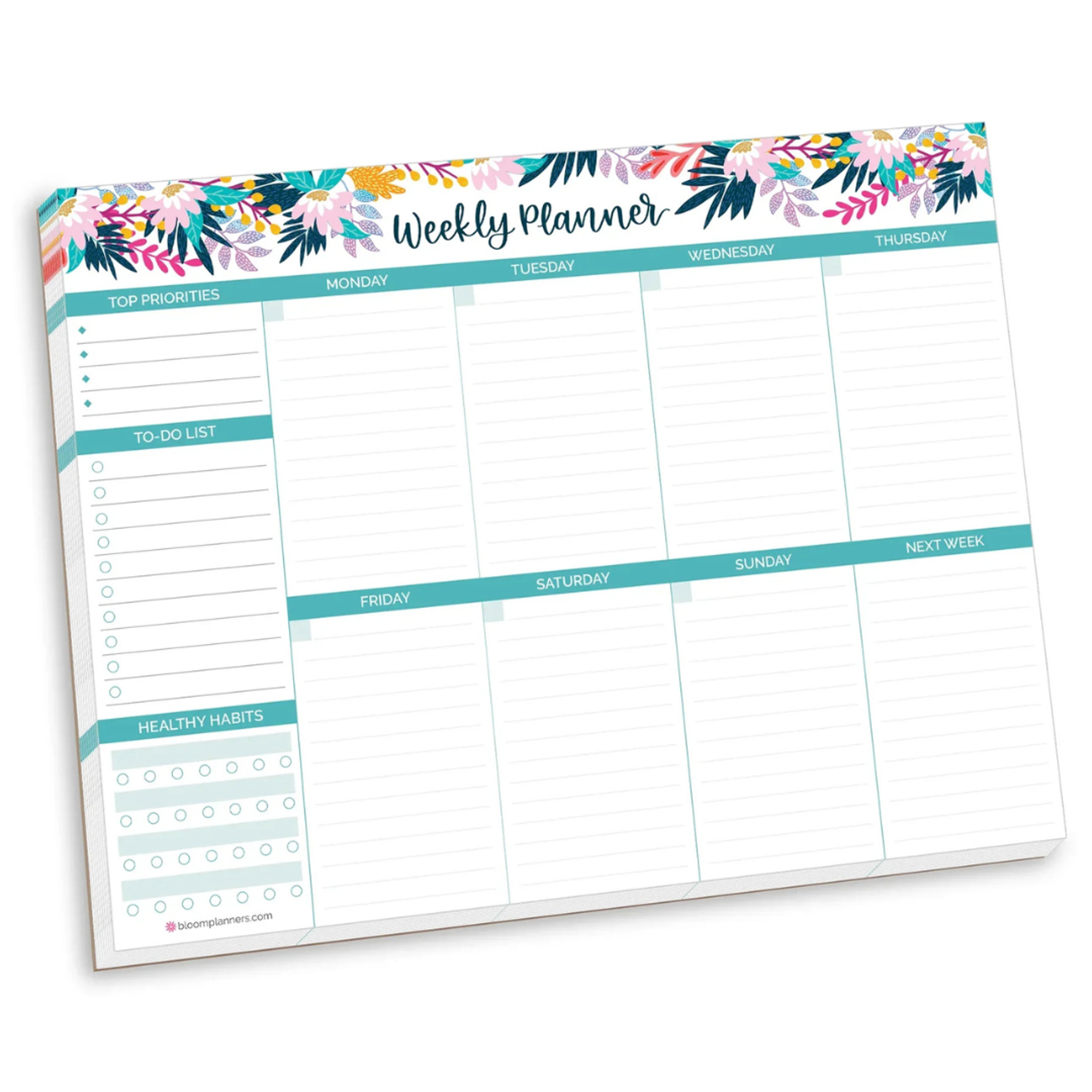 Product image 1 of 1 for PLANNING PAD Bloom Horizontal Weekly Teal Floral