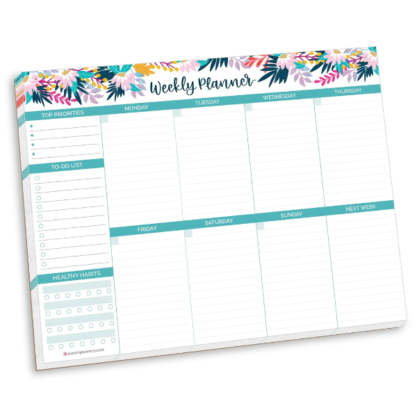 PLANNING PAD Bloom Horizontal Weekly Teal Floral; $12.95