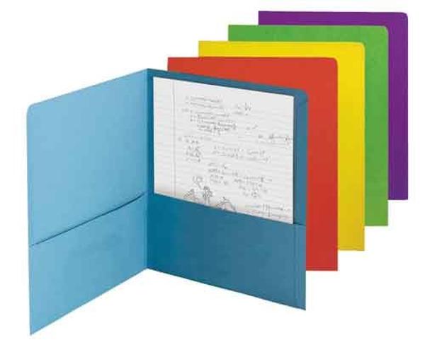 FOLDER Two-Pocket Letter Size Assorted Colors to choose from; $0.99