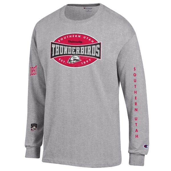 CHAMPION L/S TEE GRAY SOU THUNDERBIRDS 1897; $32.99