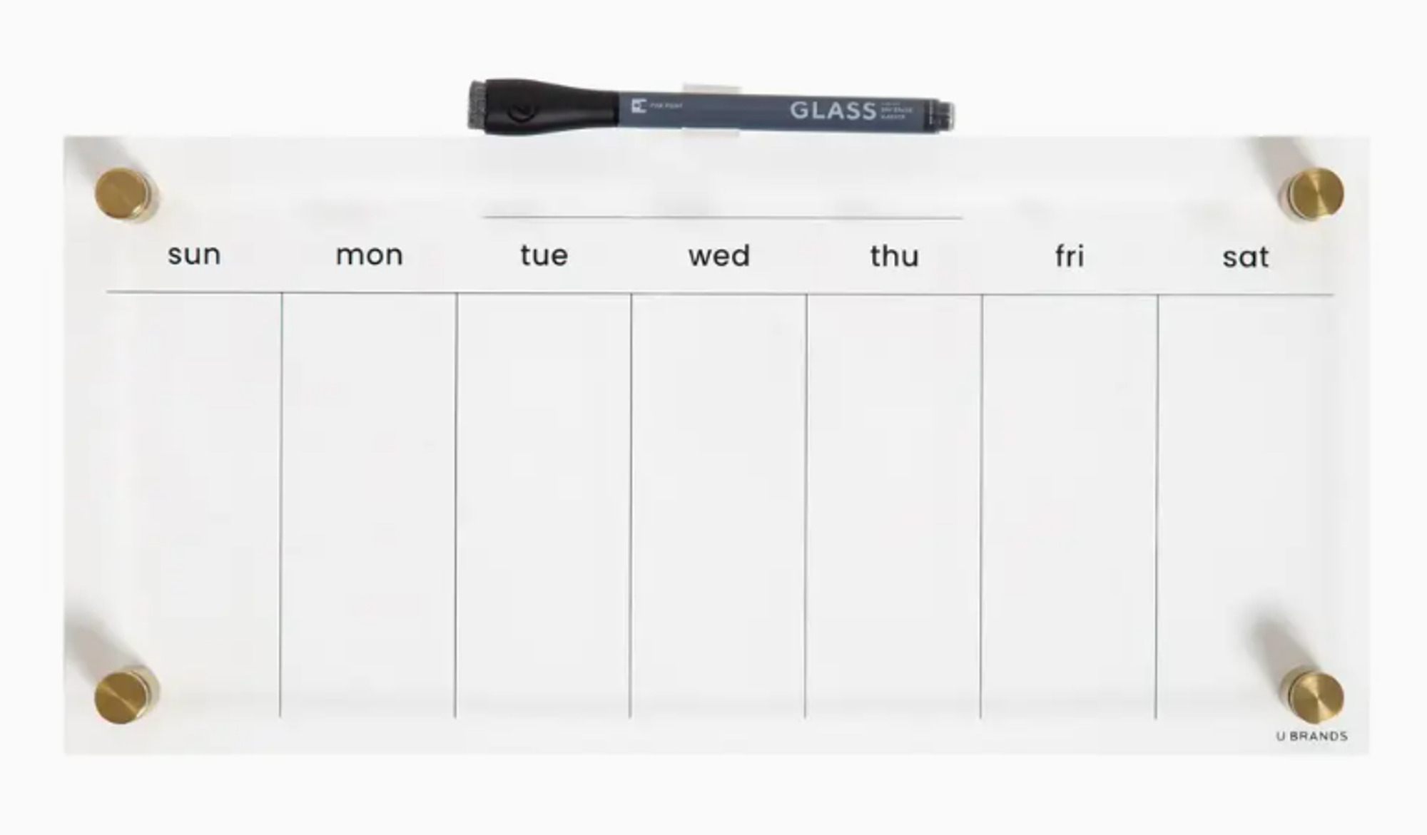 Product image 1 of 1 for U Brands Gold & Clear Dry Erase Weekly Calendar