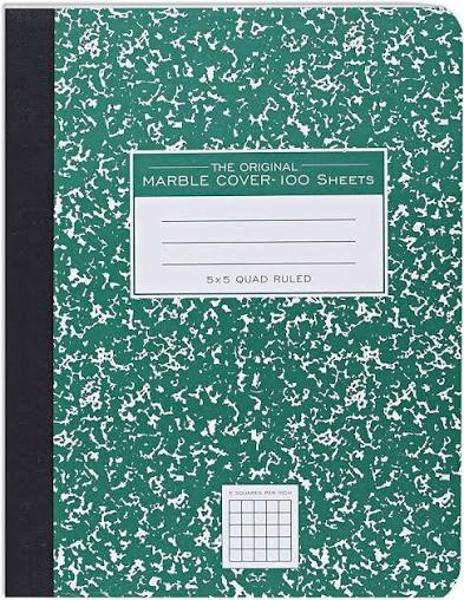 GRAPH COMPOSITION BOOK GREEN MARBLE; $4.99