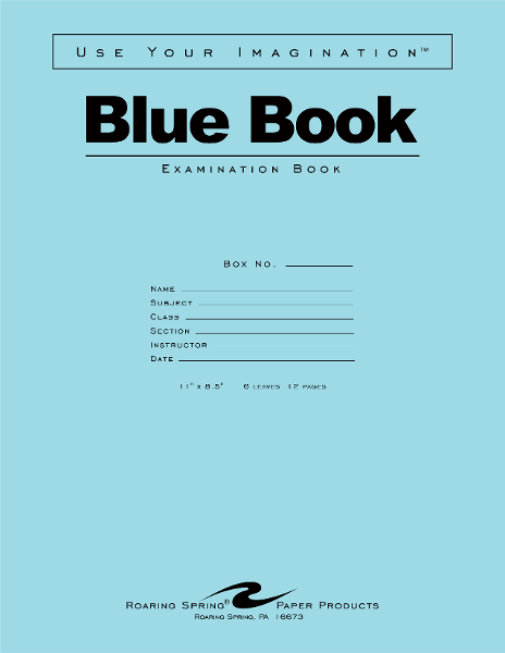 BLUE BOOK 11x8 1/2 6 Sheets; $0.49