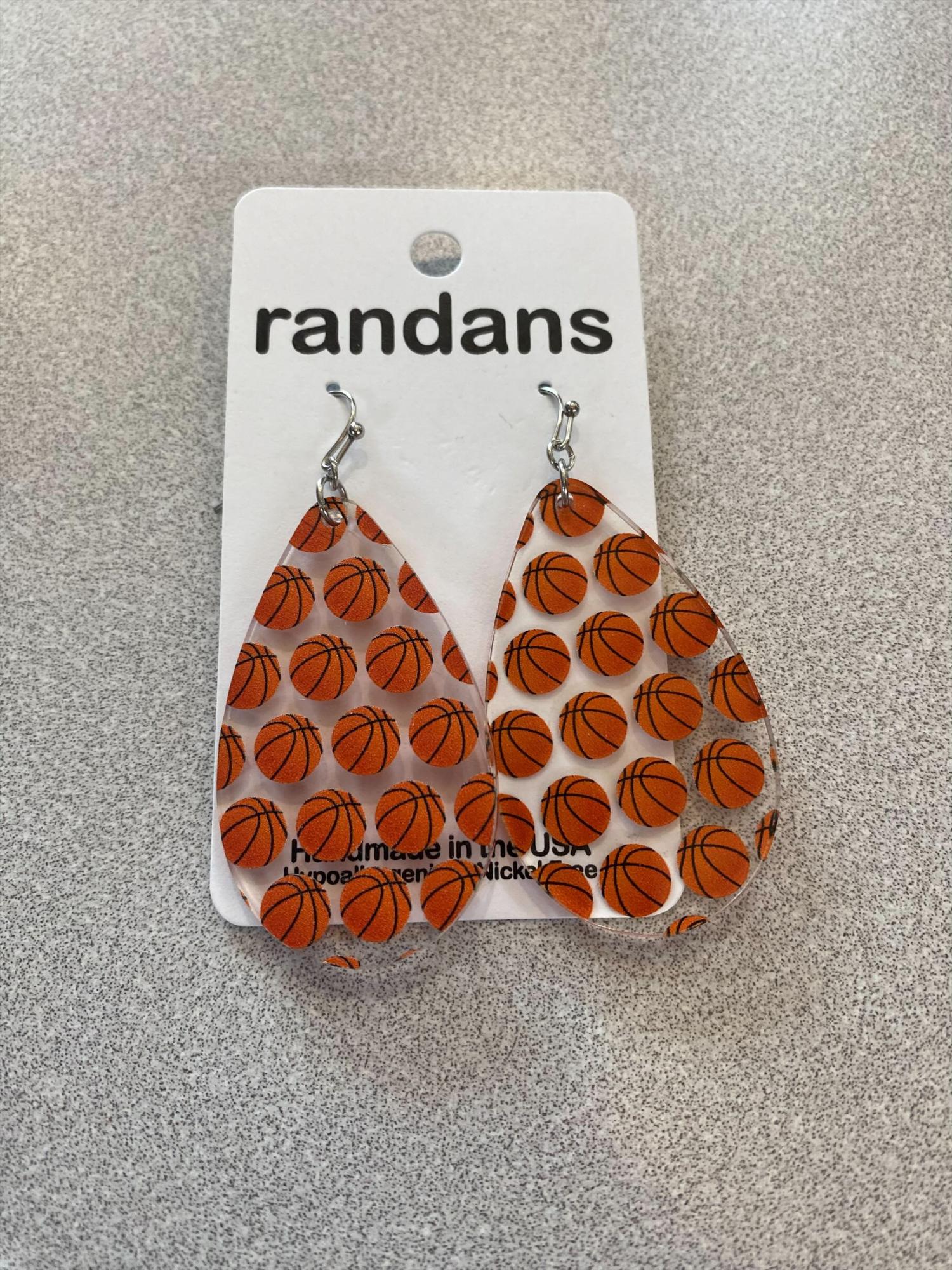 image of: CLEAR BASKETBALL FRAMELESS EARRINGS