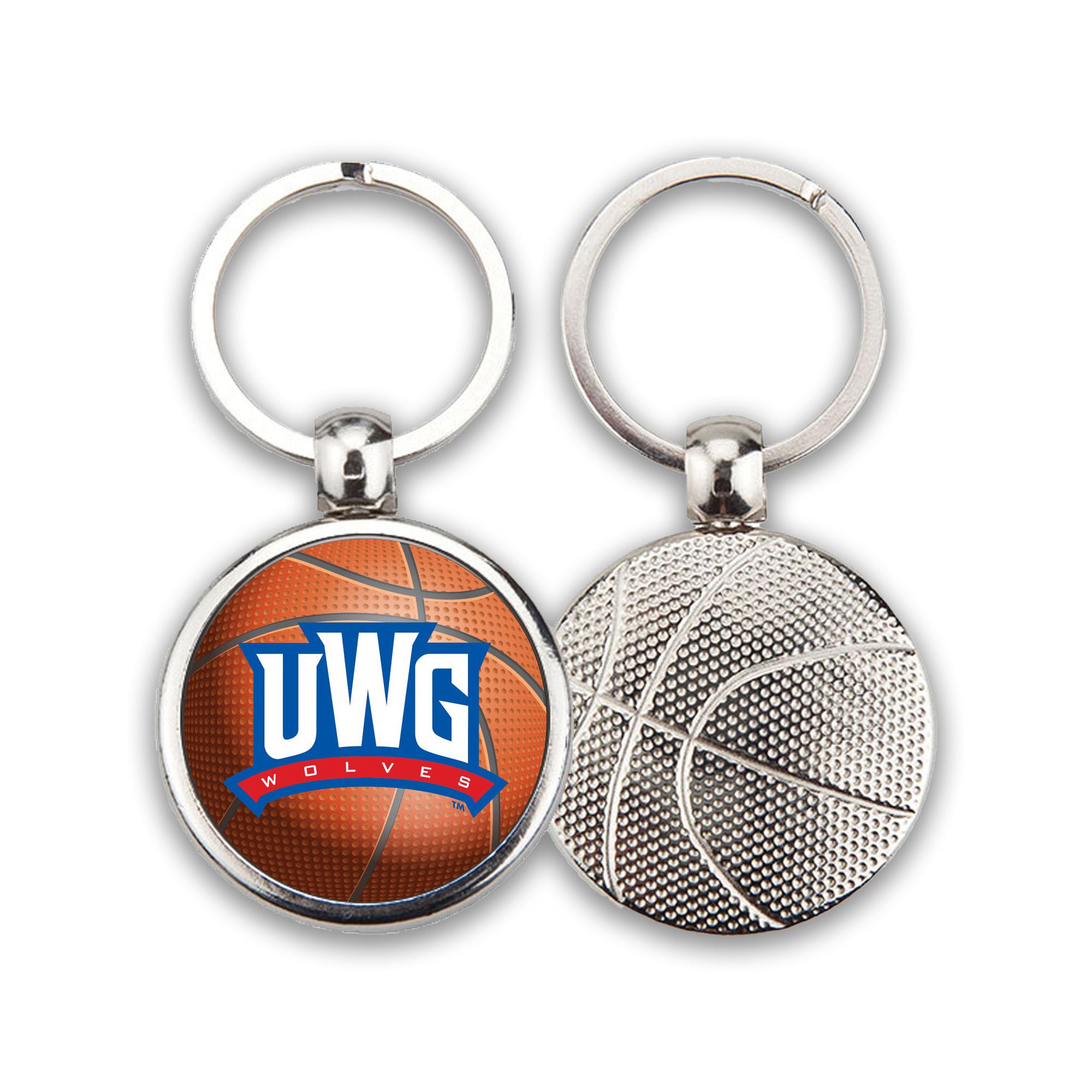 image of: ATHLETICS LOGO BASKETBALL METAL KEY TAG