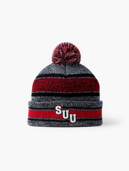 SUU Knit Beanie – Red/Black; $32.00