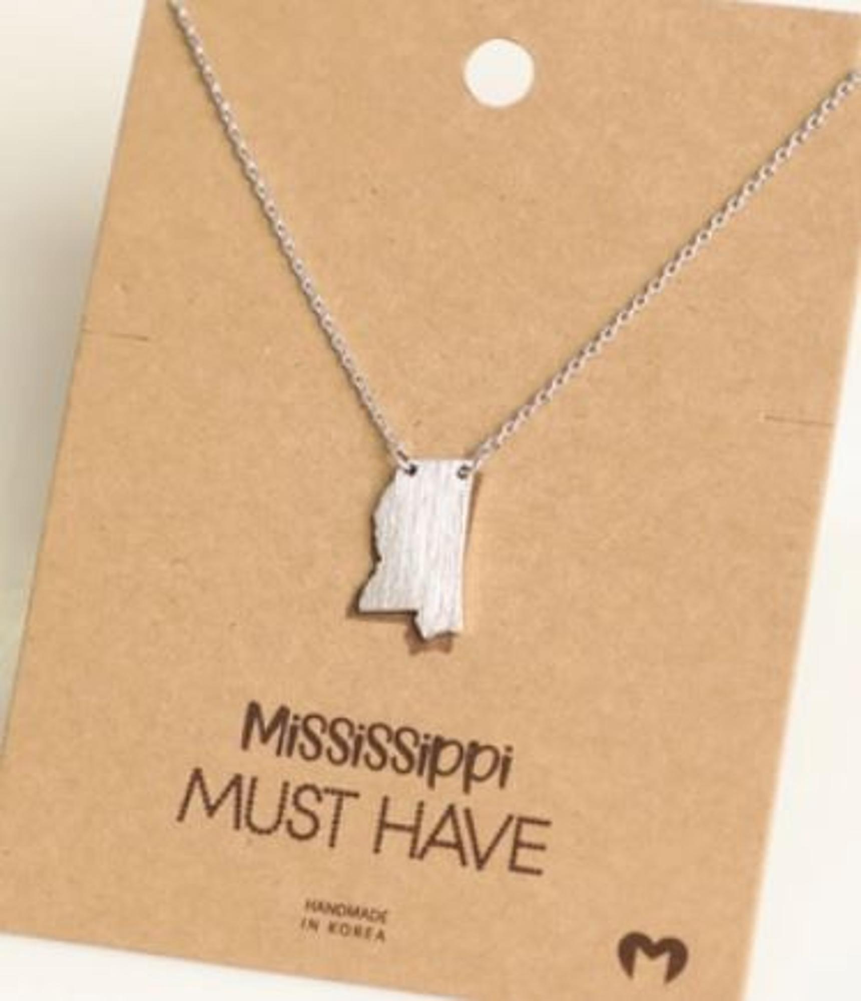image of: State of Mississippi Silver-Toned Necklace 16in