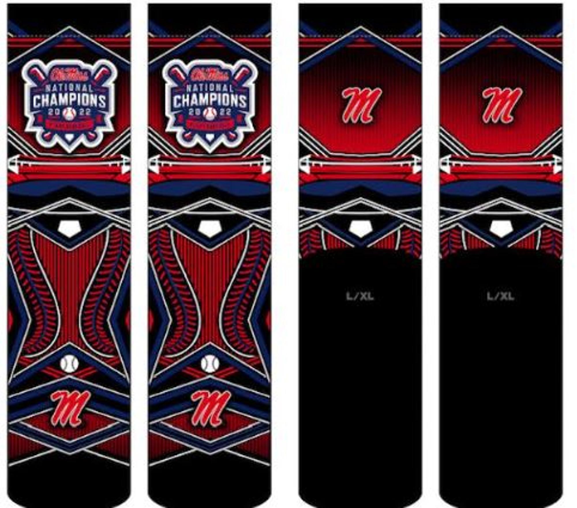 image of: Ole Miss College World Series 2022 Champions Victory Linework Socks