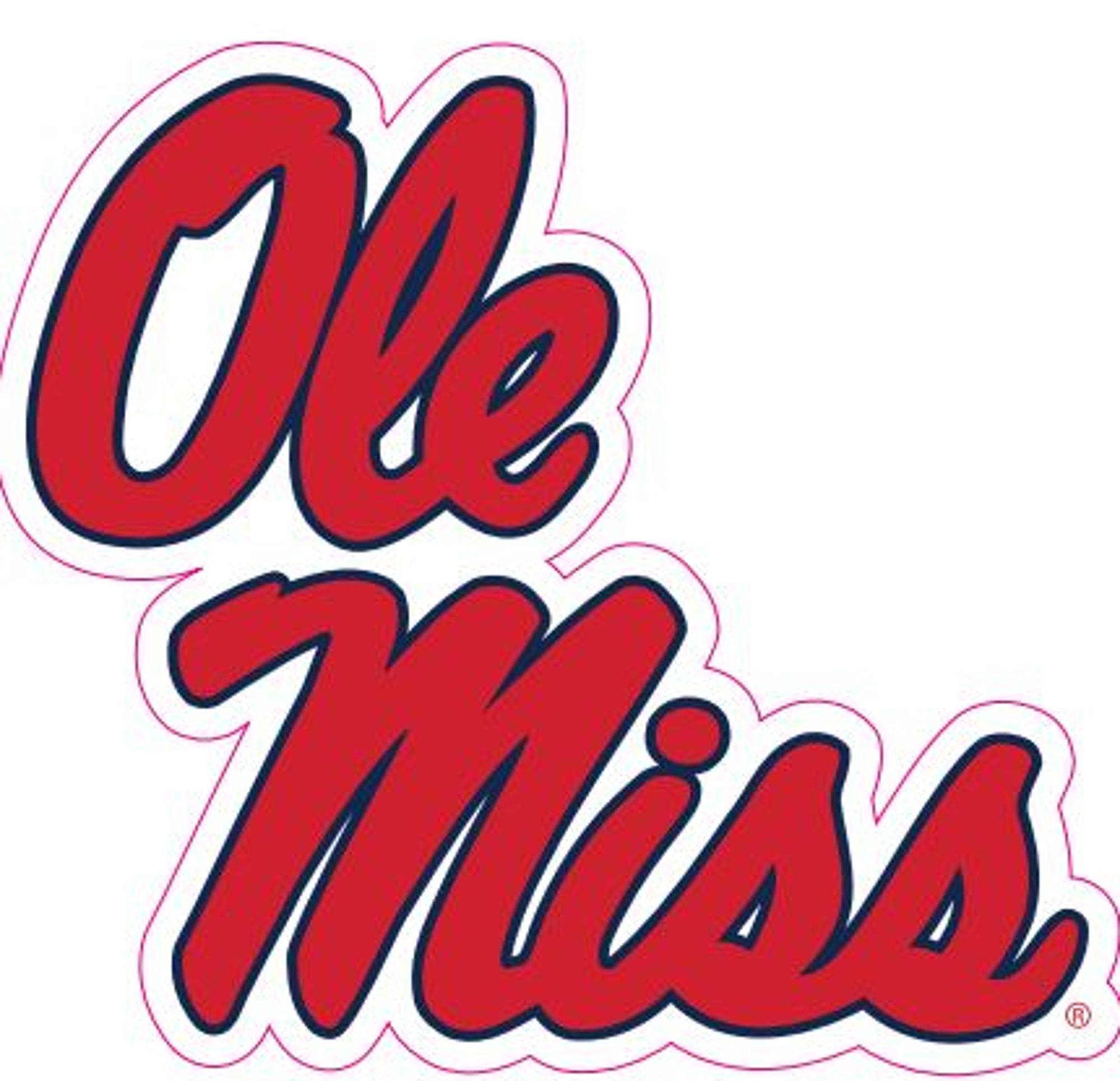 image of: Ole Miss Script Shape Cut Pennant