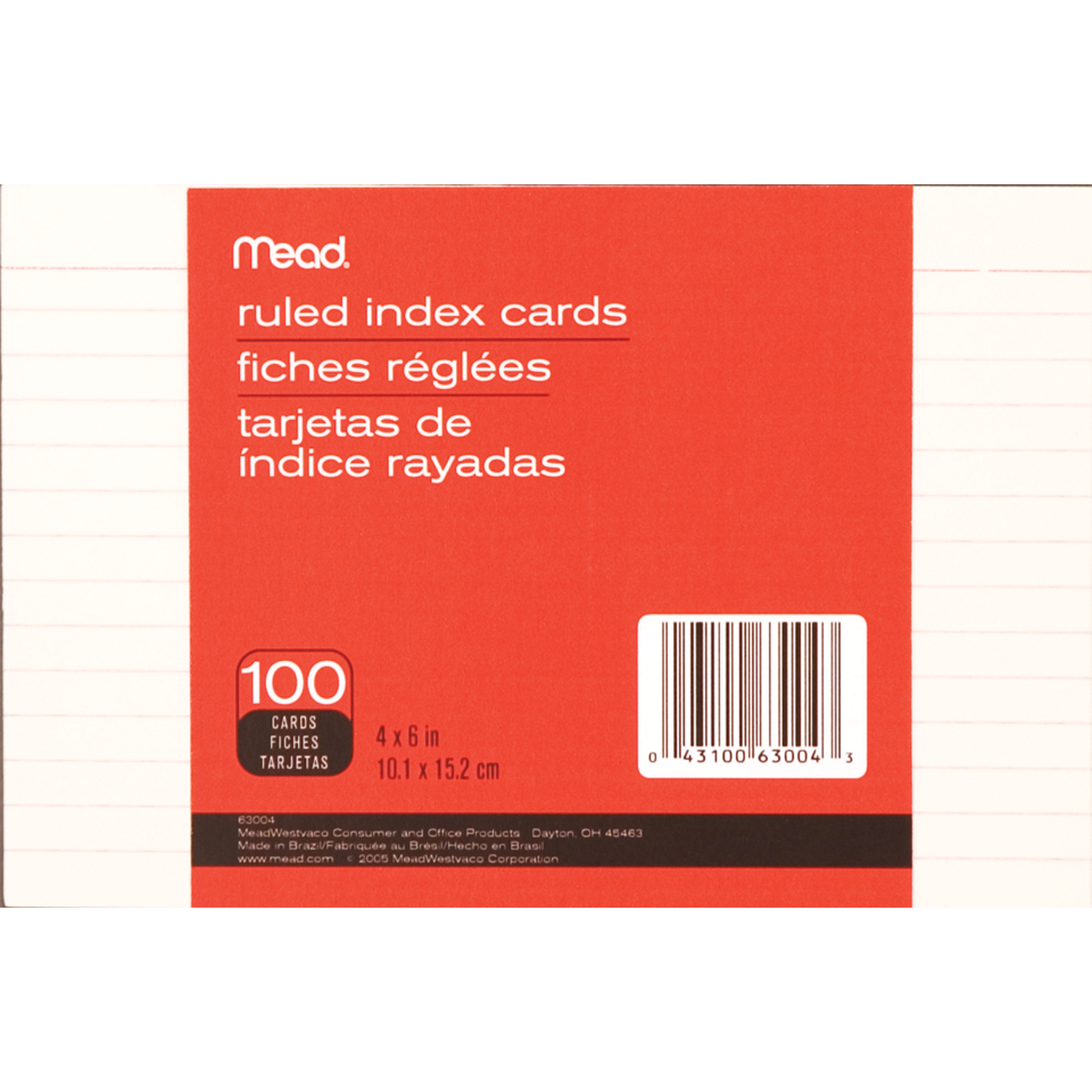 image of: Mead Index Card - White 4x6in 100Ct Bulk Ruled