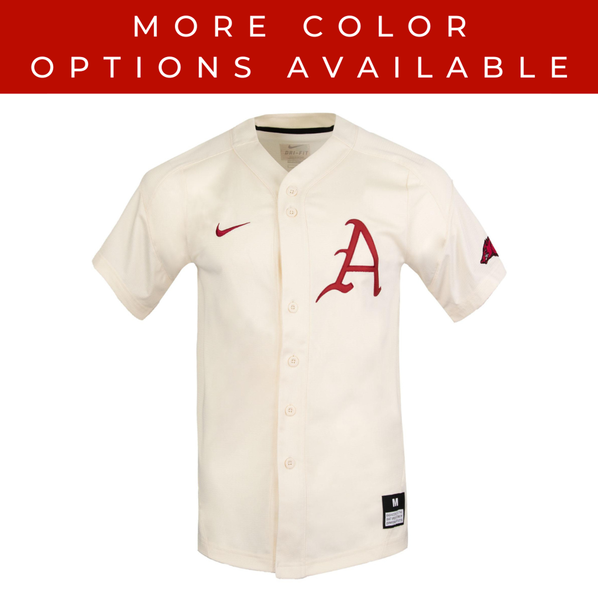 Arkansas Razorbacks Nike Full Button Baseball Jersey