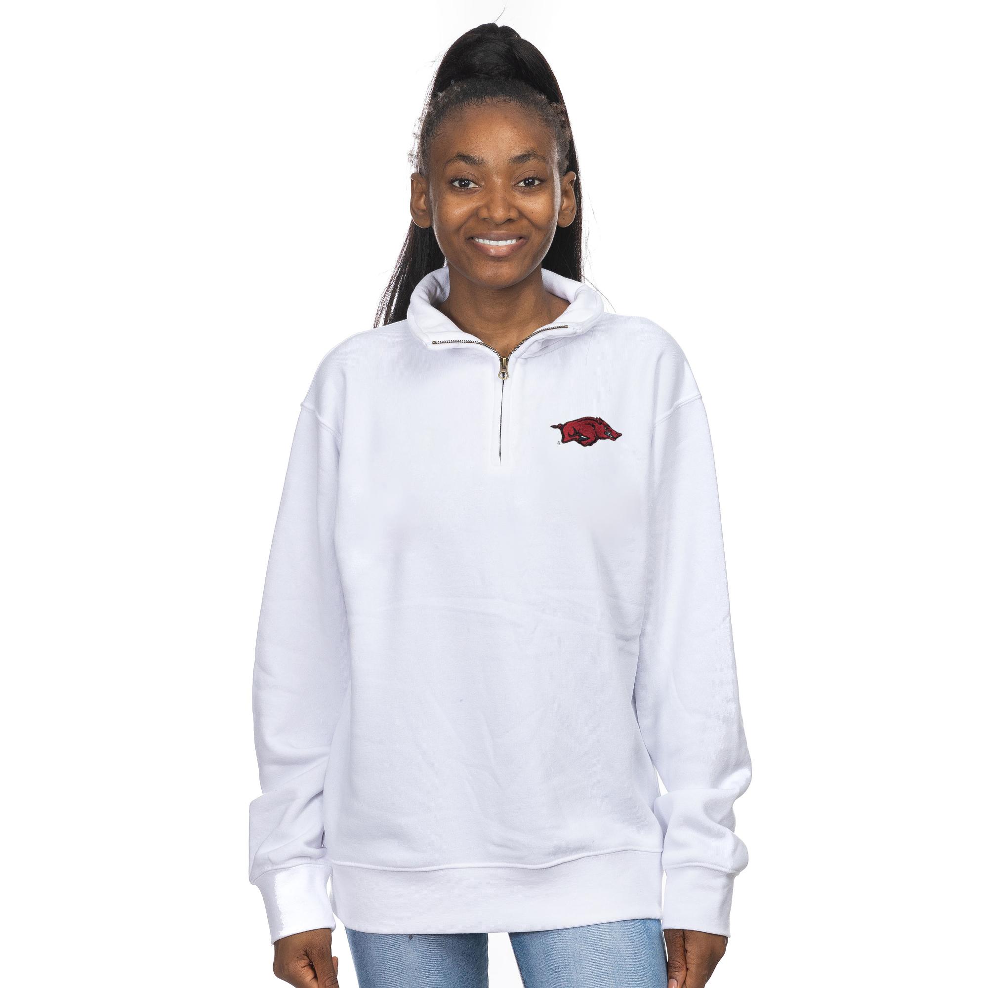 image of: Arkansas Razorbacks Women's Quarter Zip Pullover - White