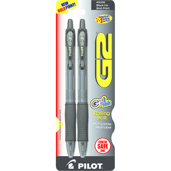 Pilot G2 1mm Retractable Ballpoint Pen, 2 Pack; $5.98