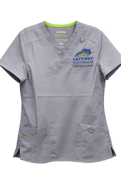 Men's Medical Assistant Grey Scrub Top; $25.99