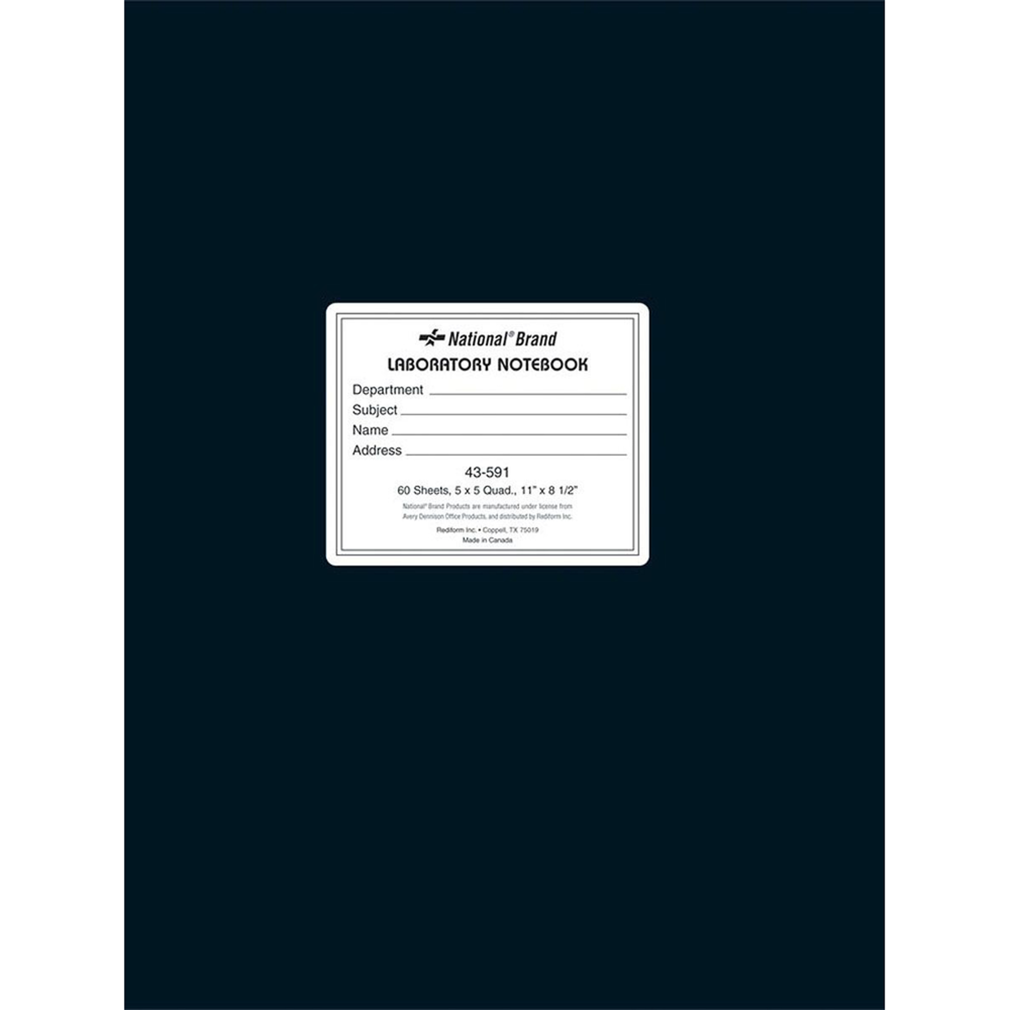 National Lab Notebook Black 8.5x11in 60Sht Bulk 5x5 Quad UMass