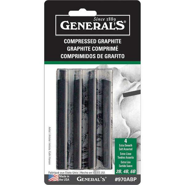 Compressed Graphite Stick B, 4B, 6B (4pk); $3.99