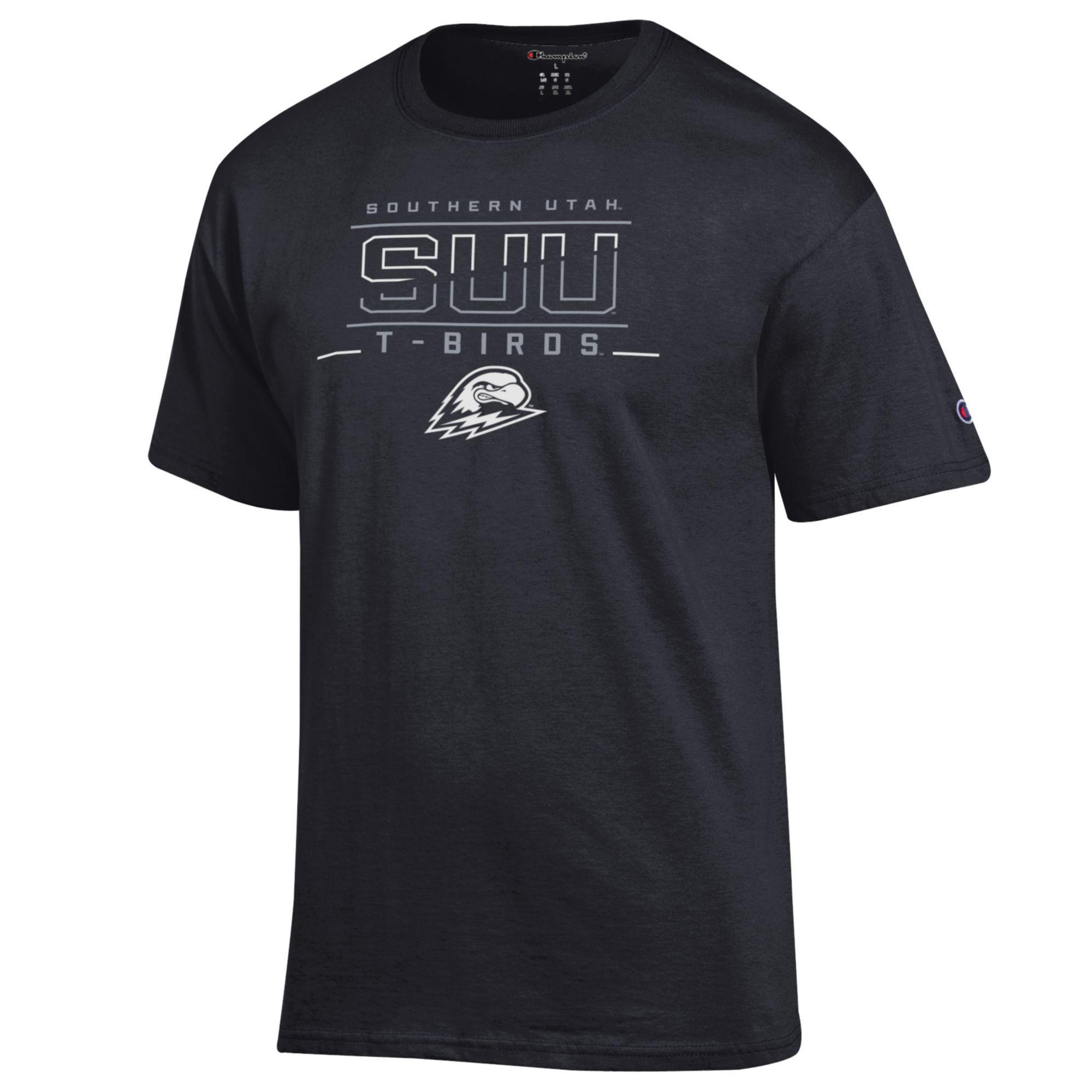 image of: CHAMPION TEE S/S BLACK SUU T-BIRDS BAR
