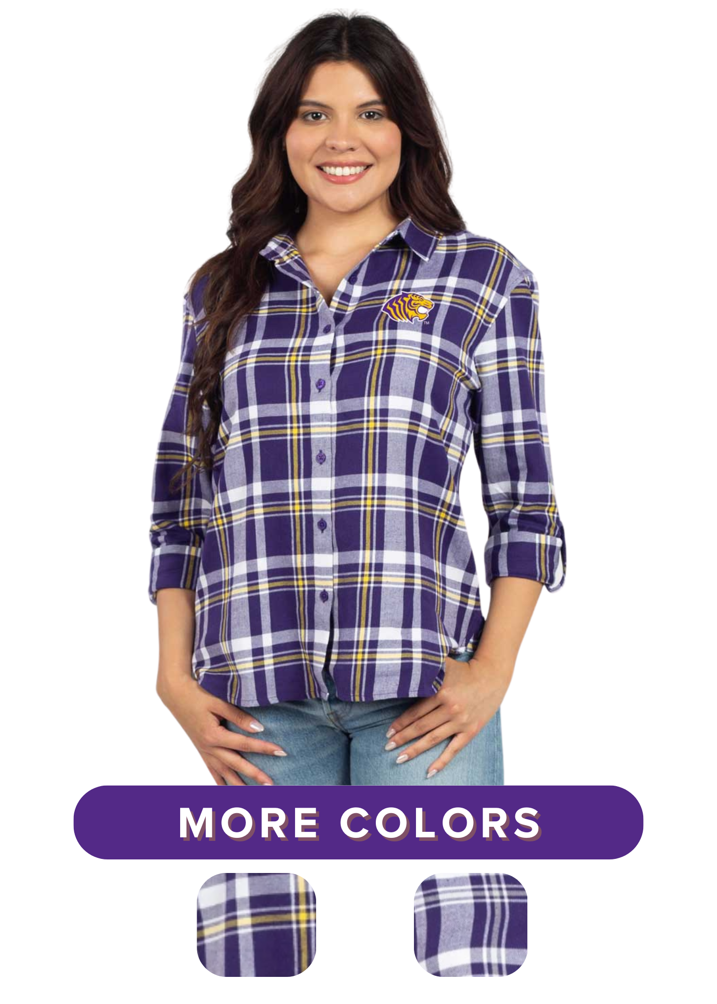 image of: Ouachita Tigers Women's Boyfriend Plaid Long Sleeve