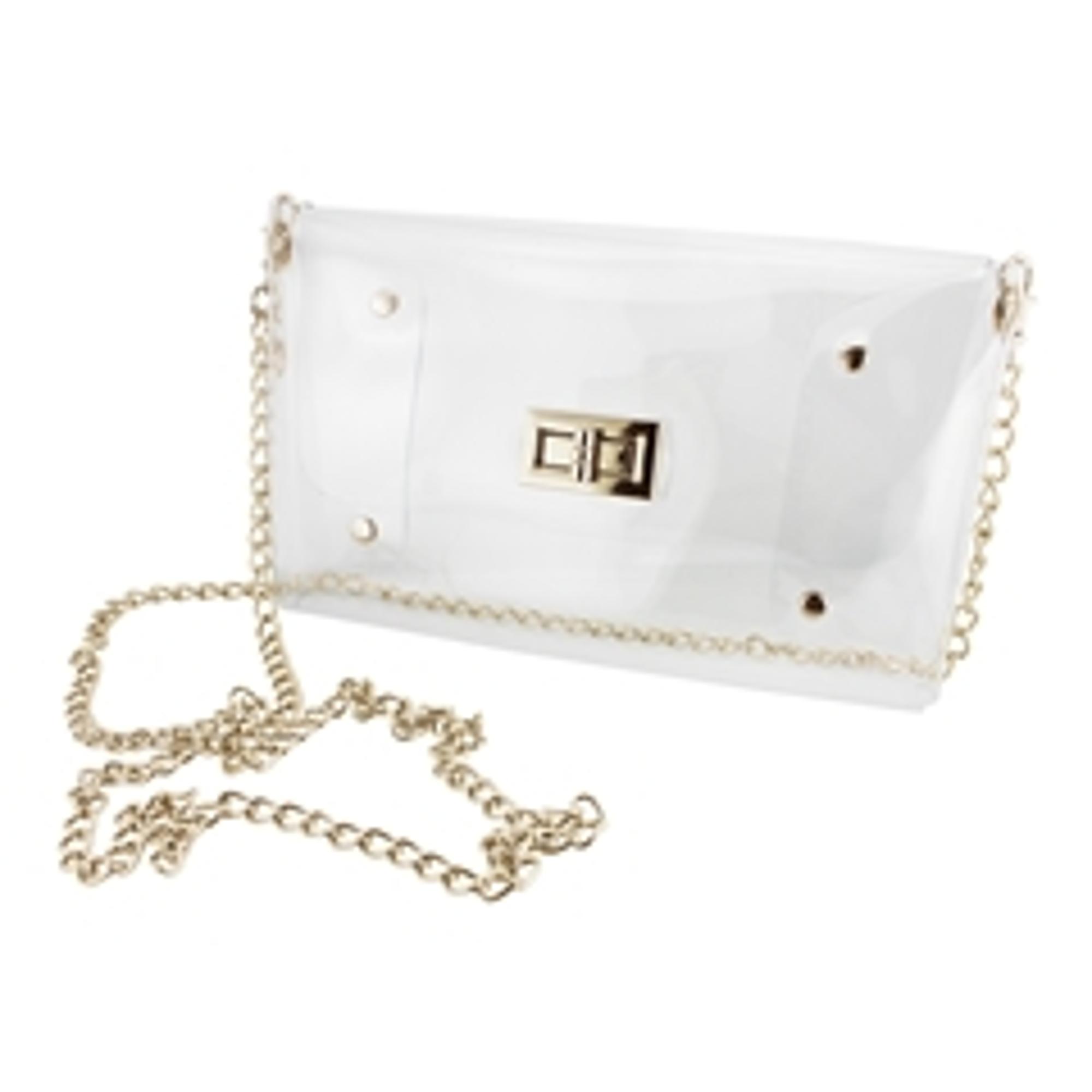 image of: Envelope Crossbody- Gold Clear Bag