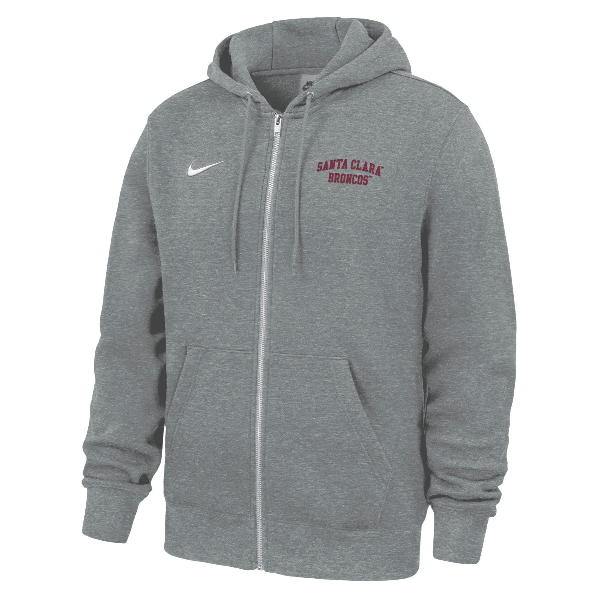 Variant 2 of 2 for Santa Clara Broncos Nike Club Fleece Full-Zip Hoodie, LC Arch Logo