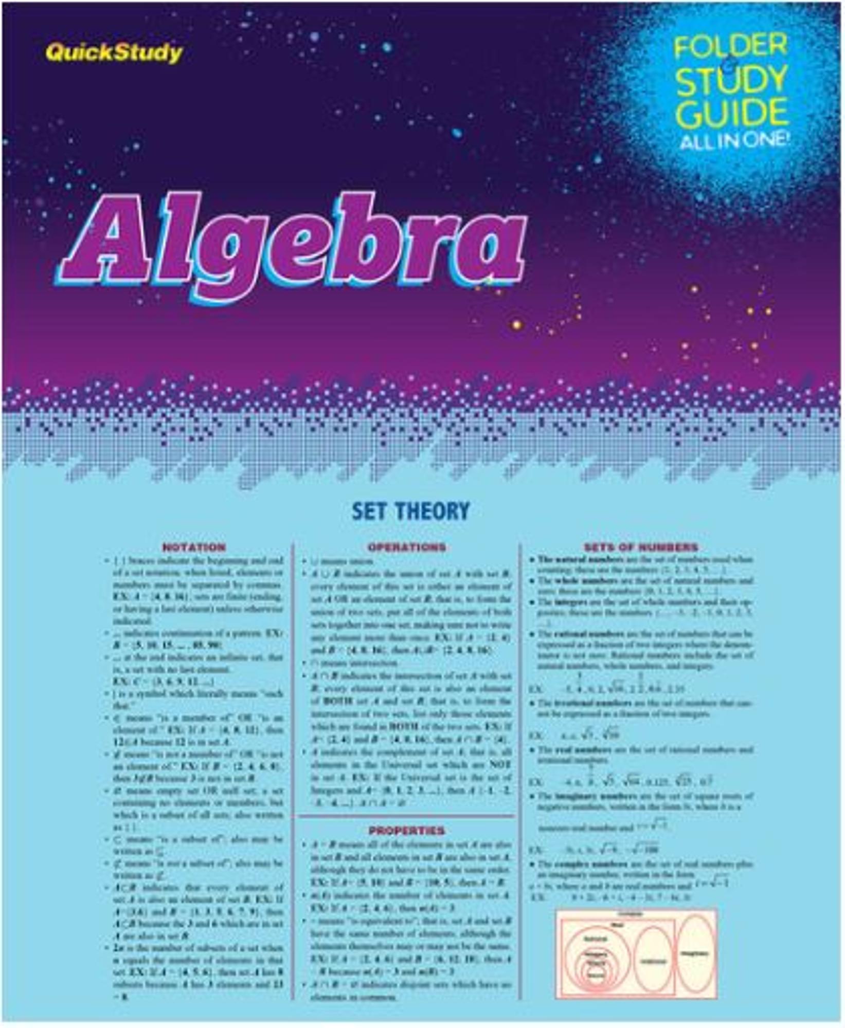 BARCHARTS /  QuickStudy Study Folder - ALGEBRA