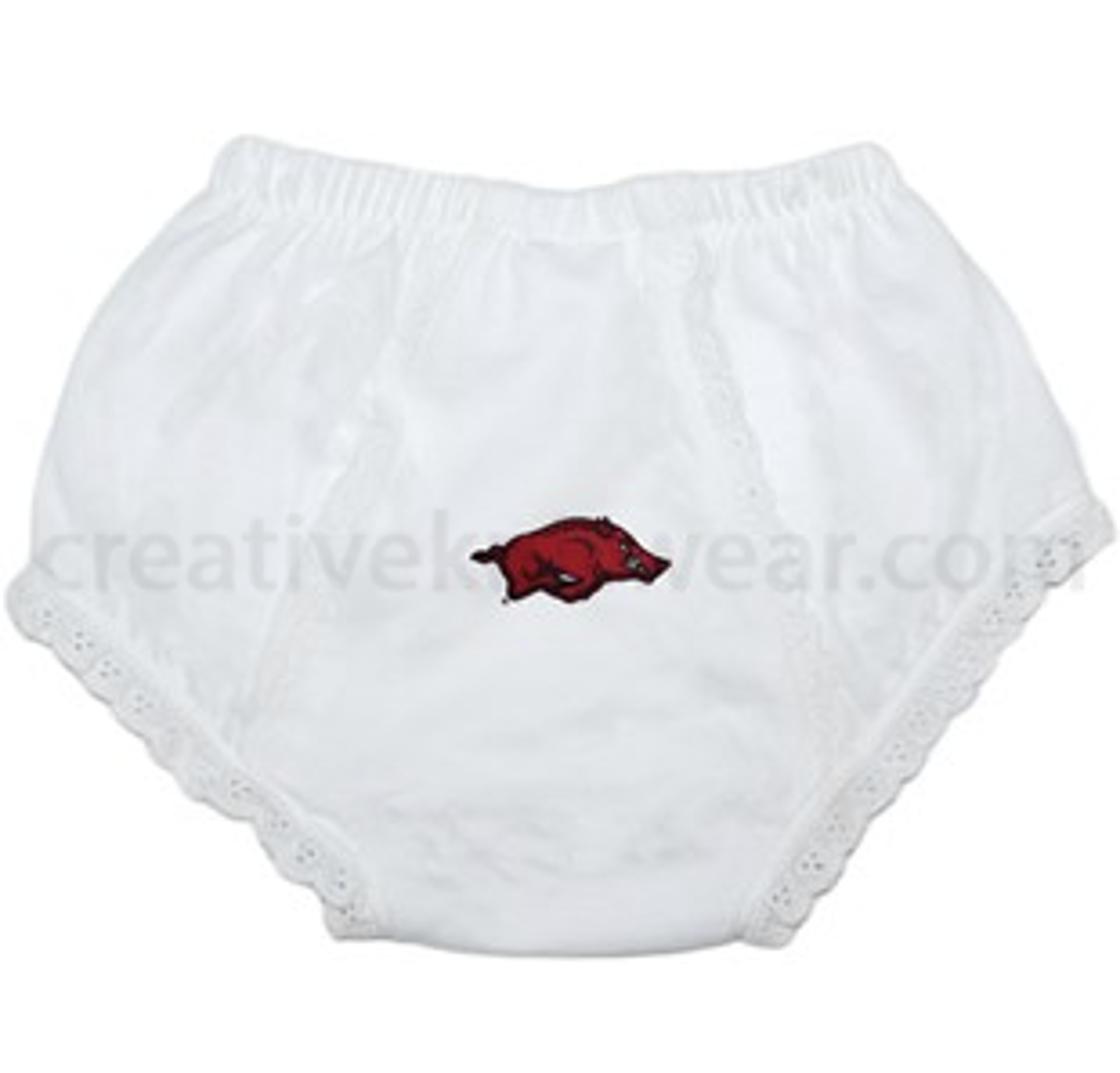 image of: Arkansas Razorbacks Creative Knitwear Infant Eyelet Panty - White