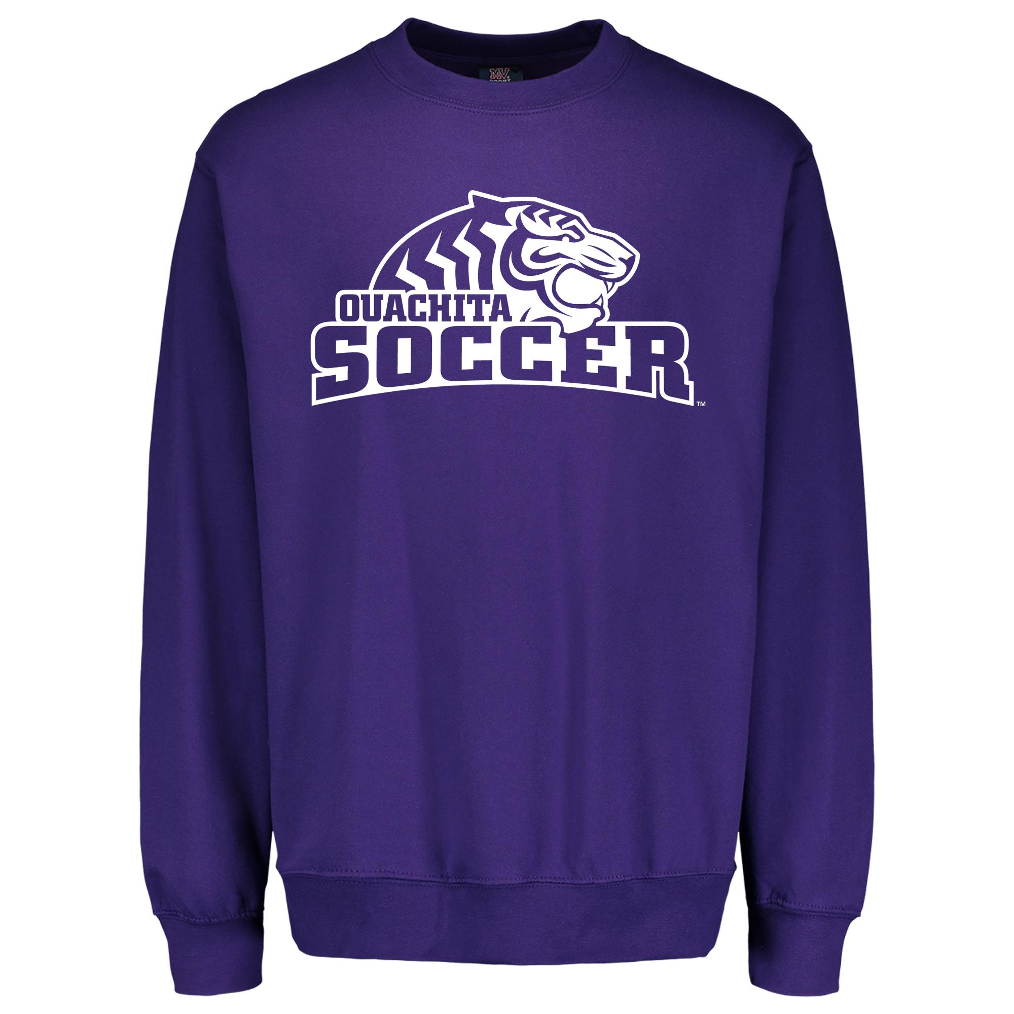 image of: * FINAL SALE * Ouachita Baptist University Soccer Fundamental Fleece Crew, Athletic Purple