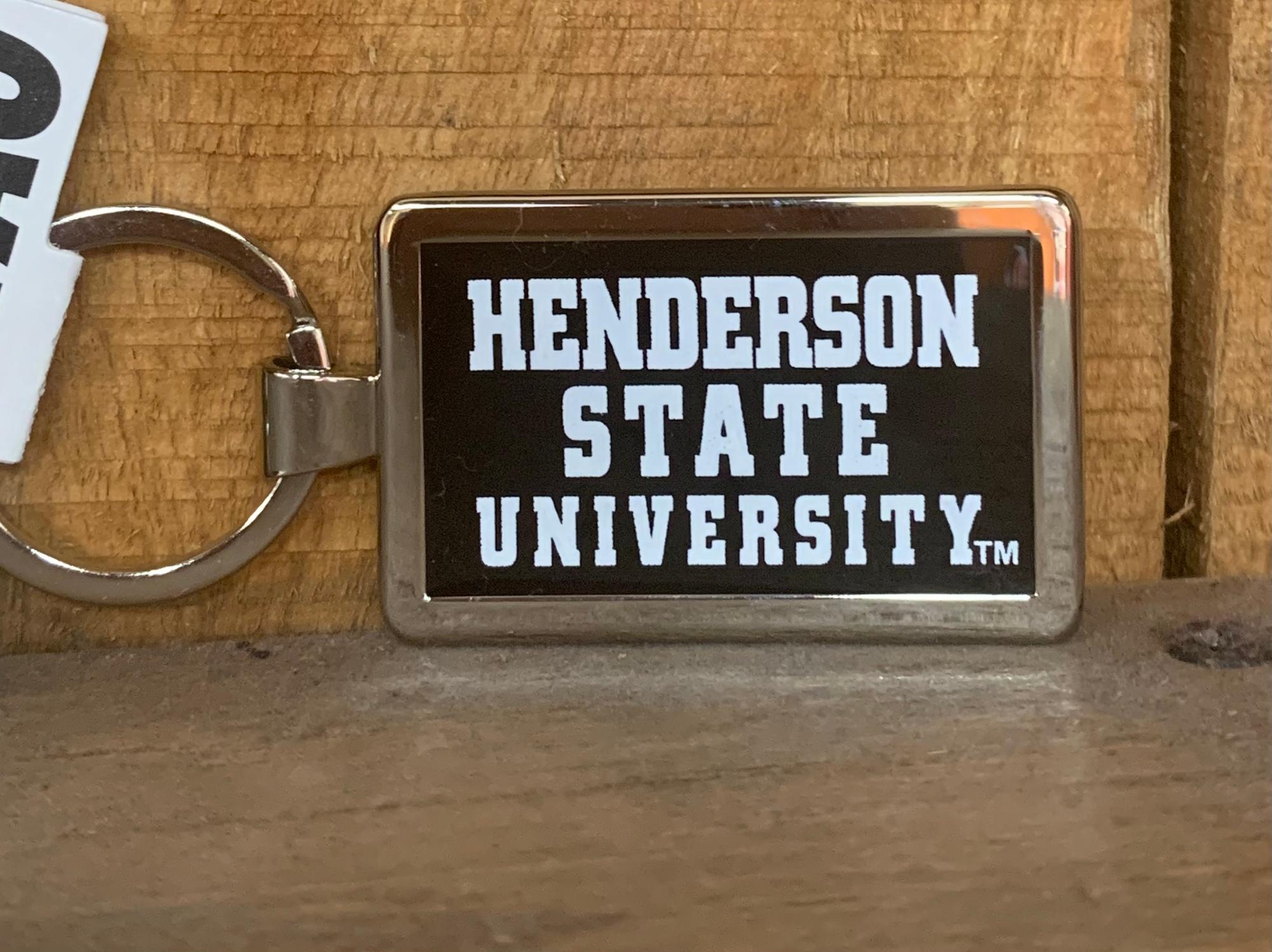 image of: Henderson State University Silver Maverick Rectangle Key Tag