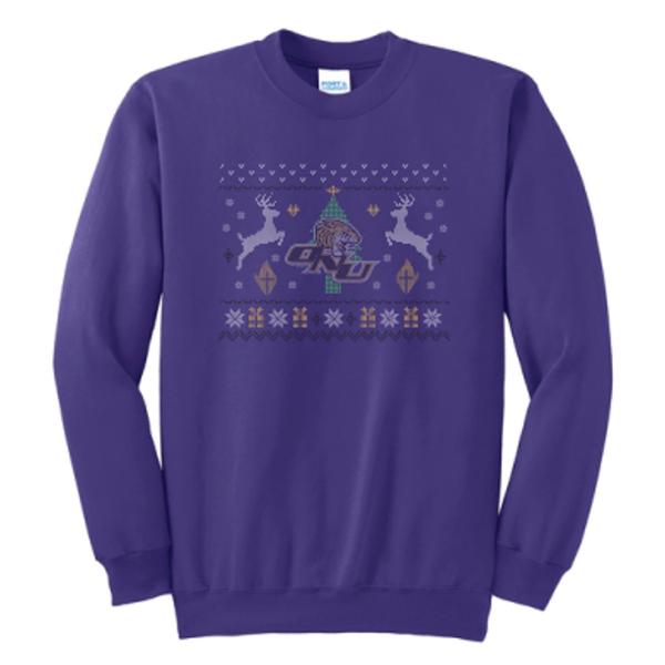 Olivet Nazarene University Essential Fleece Holiday Sweater, Purple; $29.98