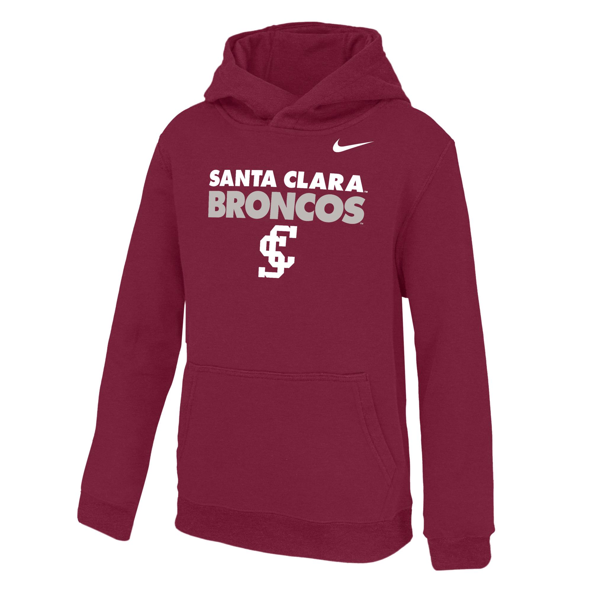 image of: Santa Clara Broncos Nike Youth Club Fleece Hoodie, Team Maroon