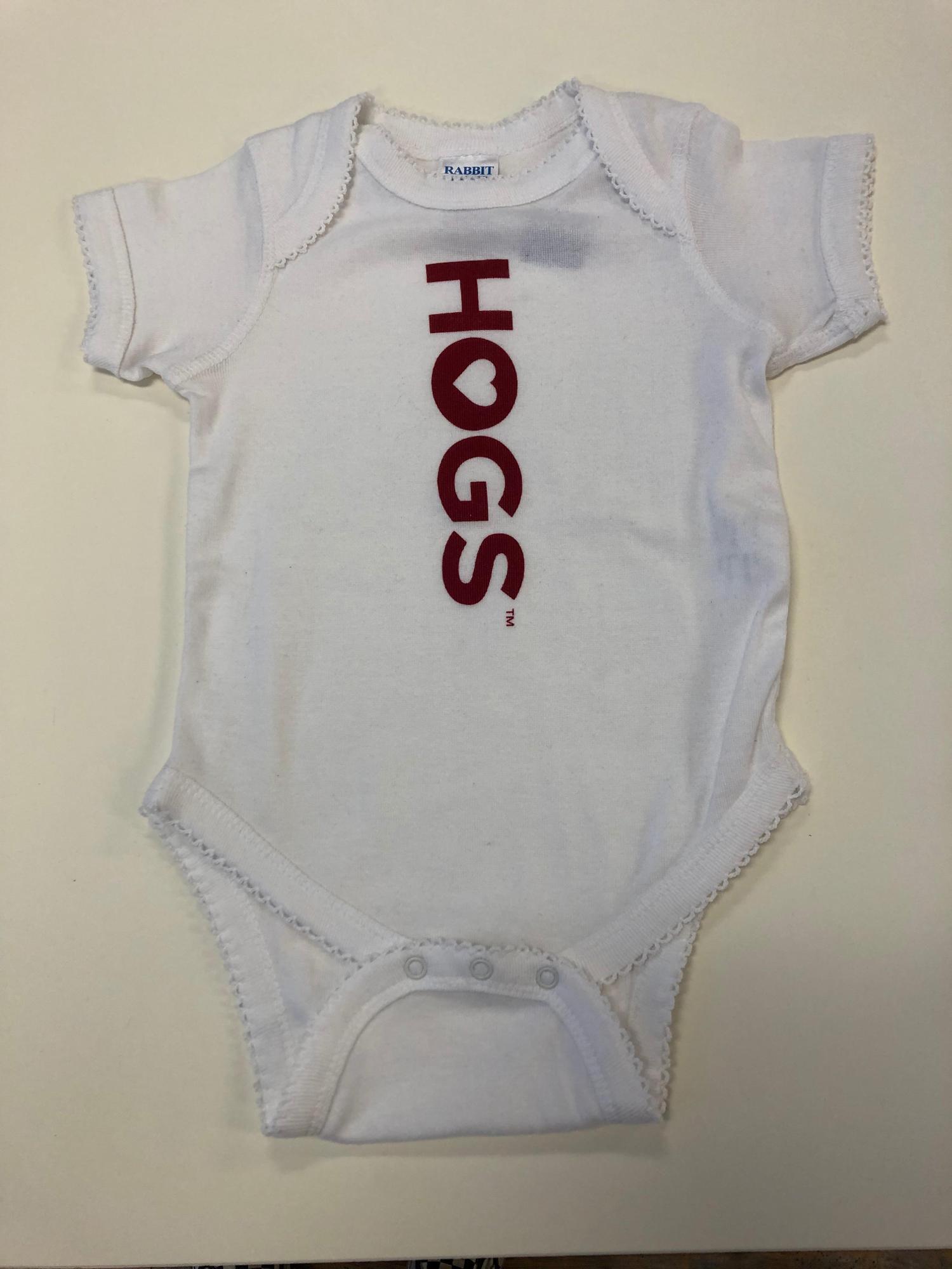 image of: Arkansas Razorbacks Rabbit Skins "Hogs" Newborn and Infant Bodysuit - White