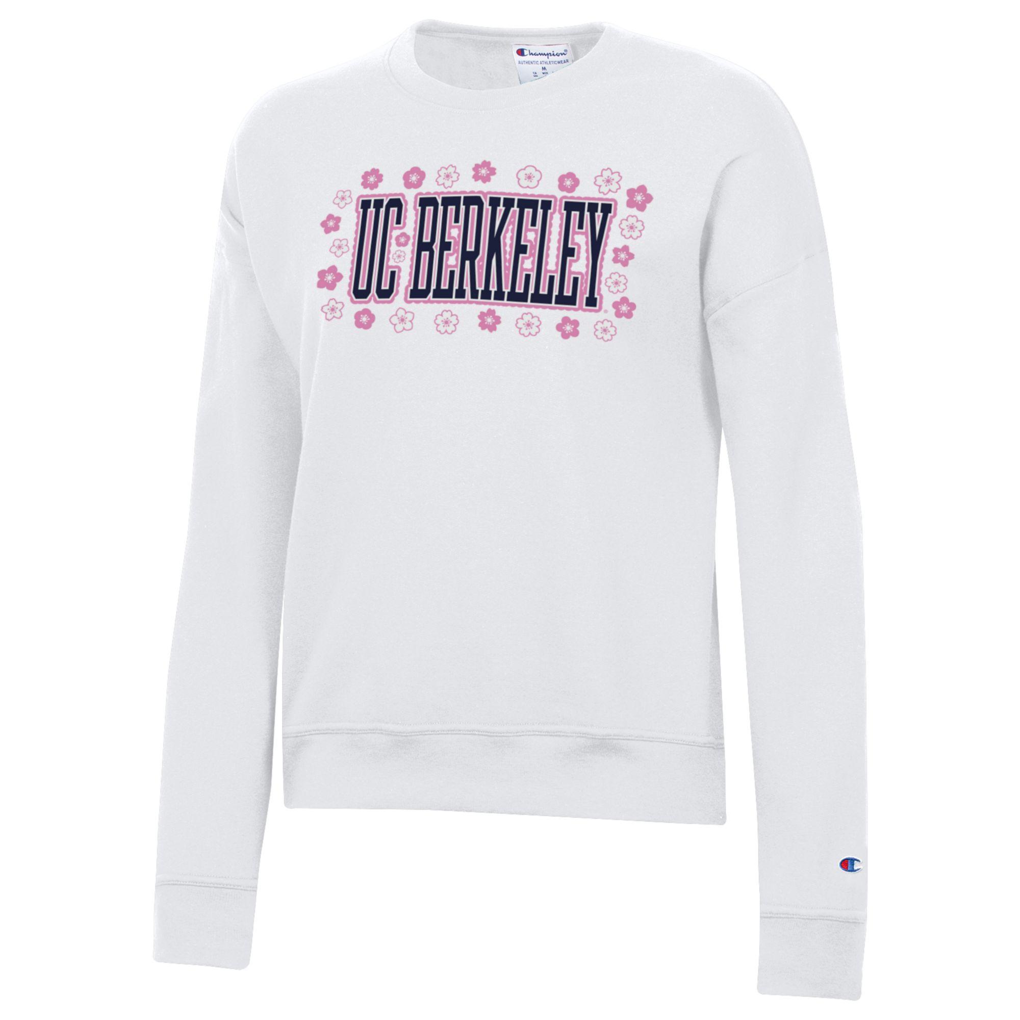 image of: Women's Powerblend Fleece Crew UC Berkeley Floral Logo