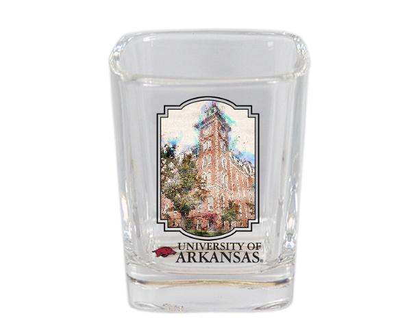 Arkansas Razorback Square Shotglass Watercolor Old Main; $7.99