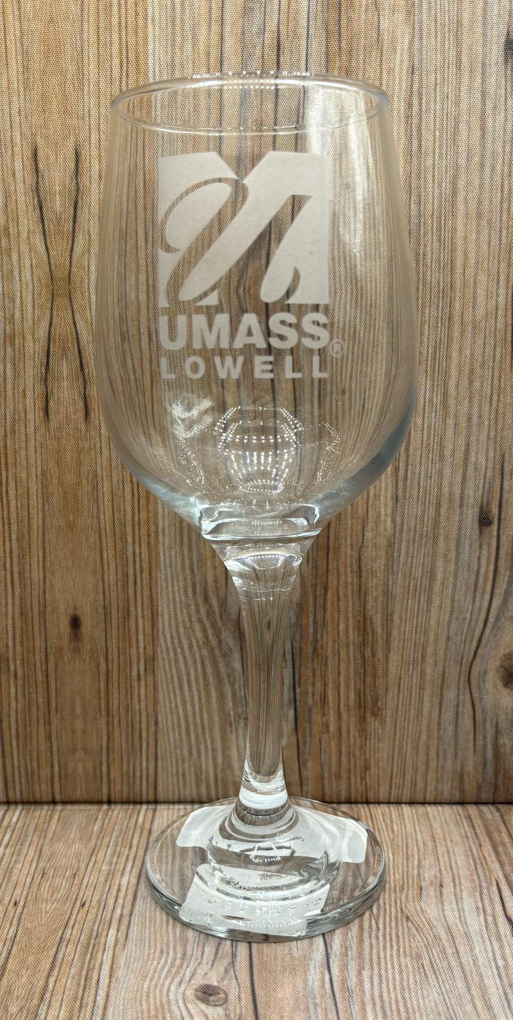 image of: UMass Lowell Wine Glass 16oz