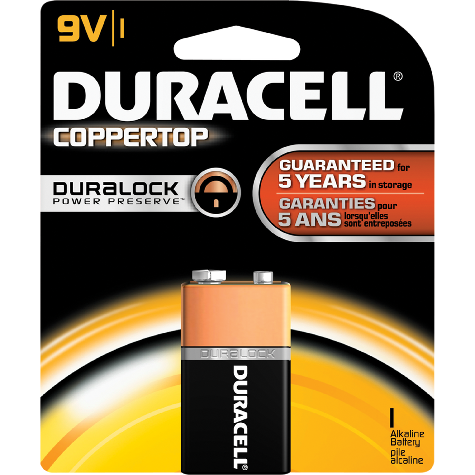 image of: DURACELL 9 VOLT BATTERY SINGLE ALKALINE