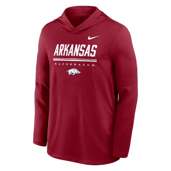 Arkansas Razorbacks Nike Dri-Fit Lightweight Hoodie Top; $85.00