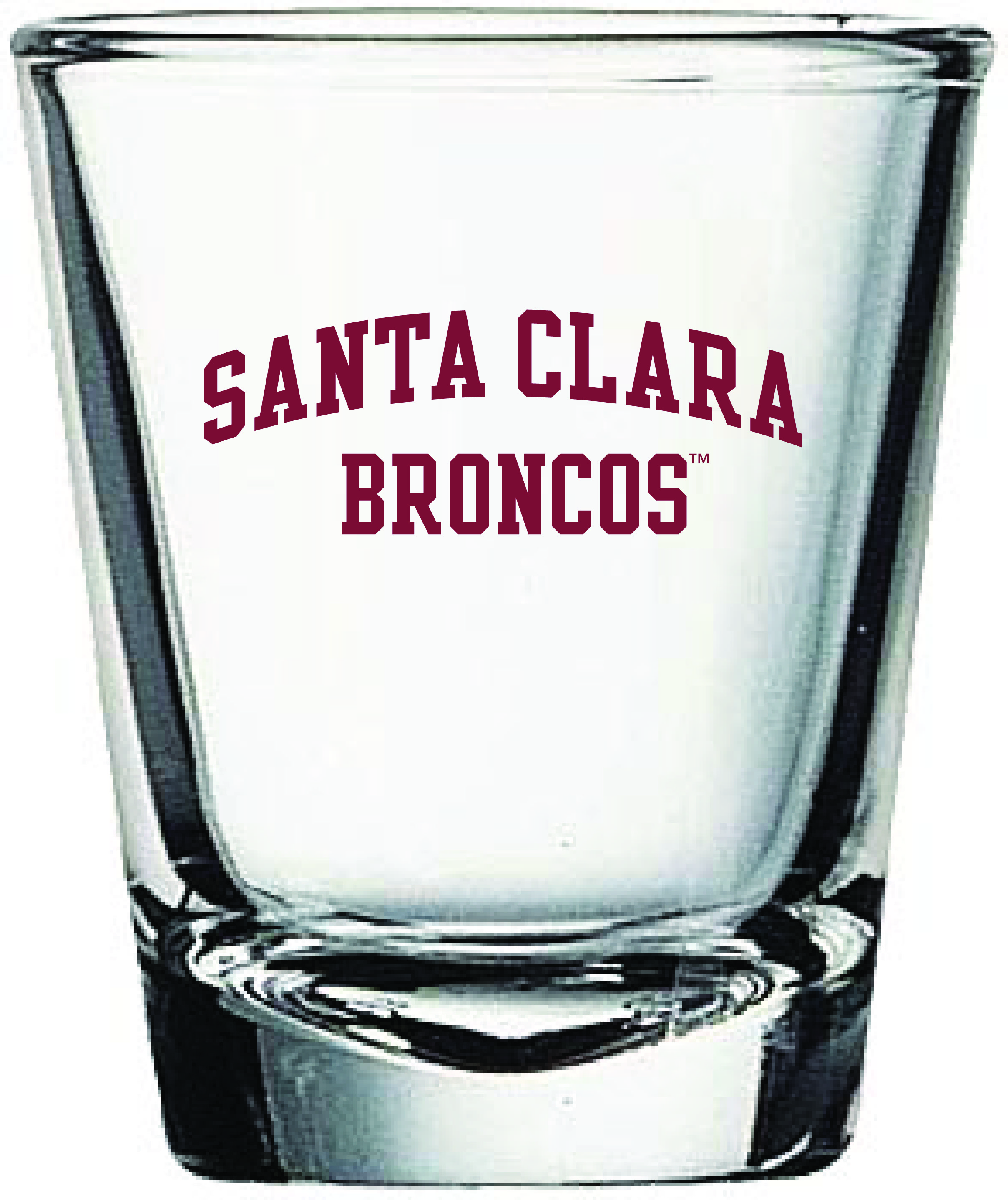 image of: Santa Clara Broncos 1.5oz Arch Shot Glass
