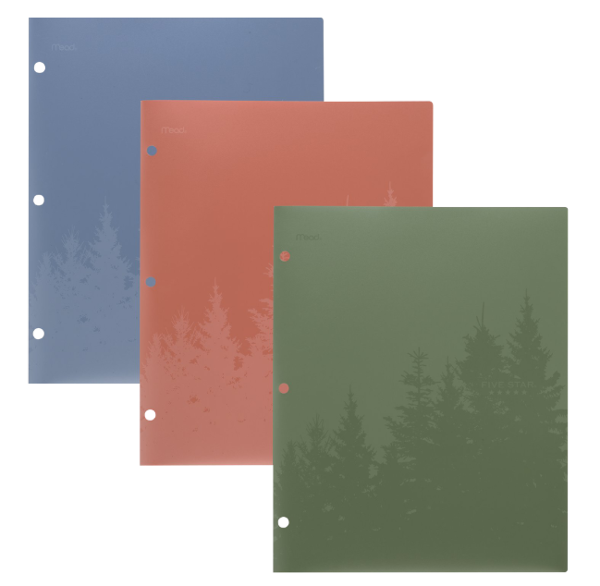 Five Star 8.5in x 11in 2 Pocket Recycled Folder, Assorted Colors; $9.98