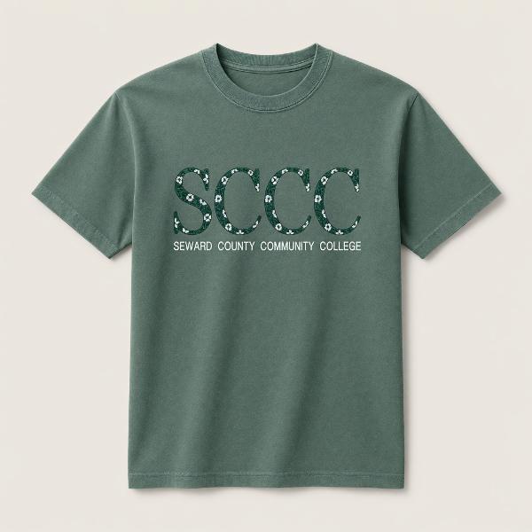 SCCC Floral Letter Embroidered Vintage Wash Tee; $34.99