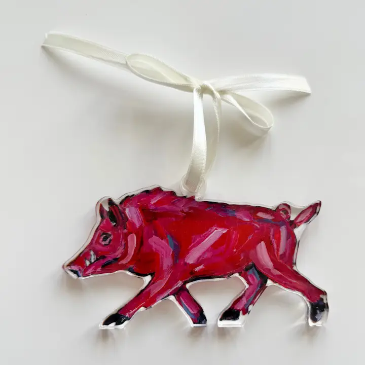 Product image 1 of 1 for Arkansas Razorbacks Pinky Pig Acrylic Christmas Ornament | Wreath Charm