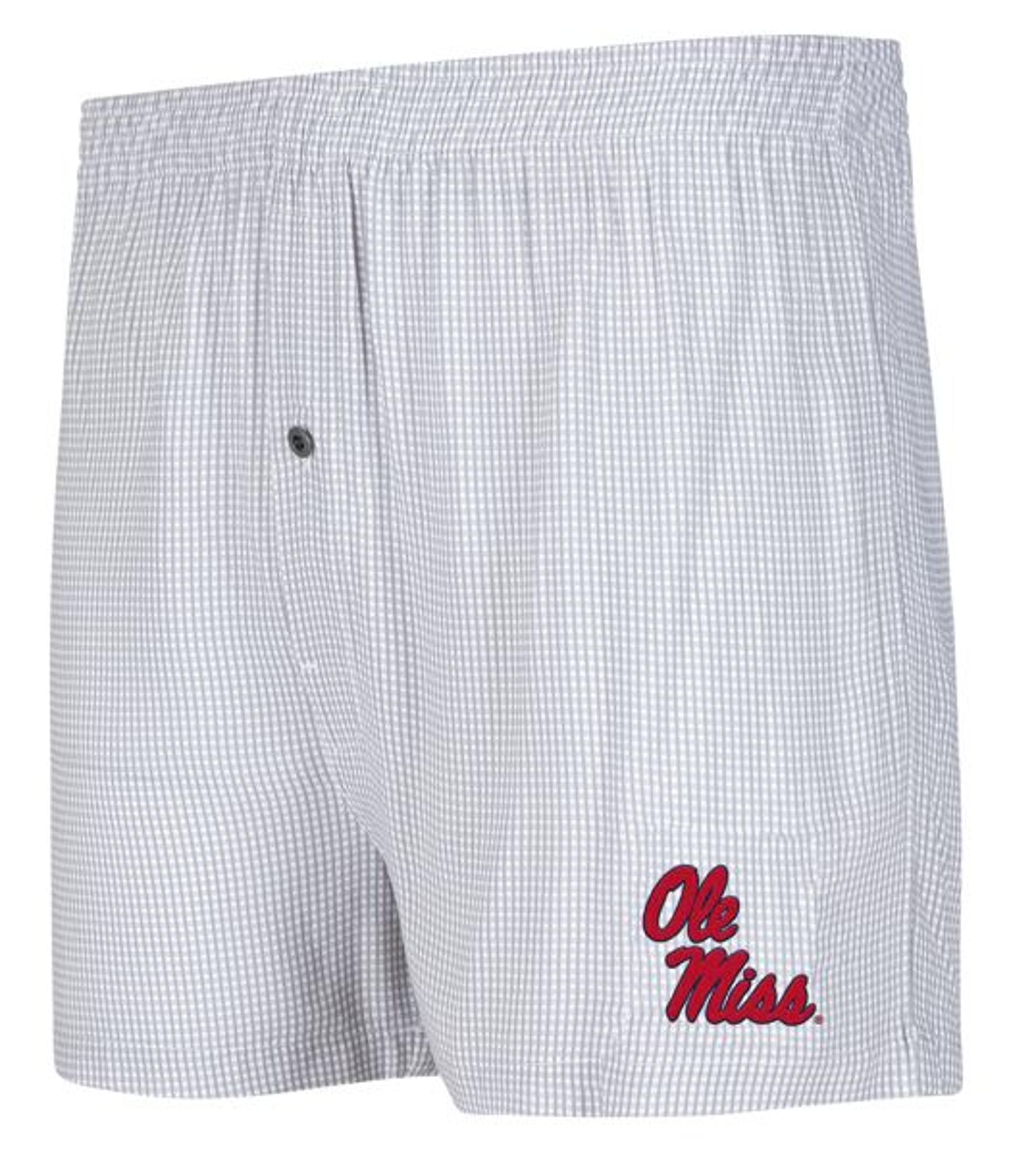image of: Ole Miss Mens Woven Check Boxers Grey/White Small