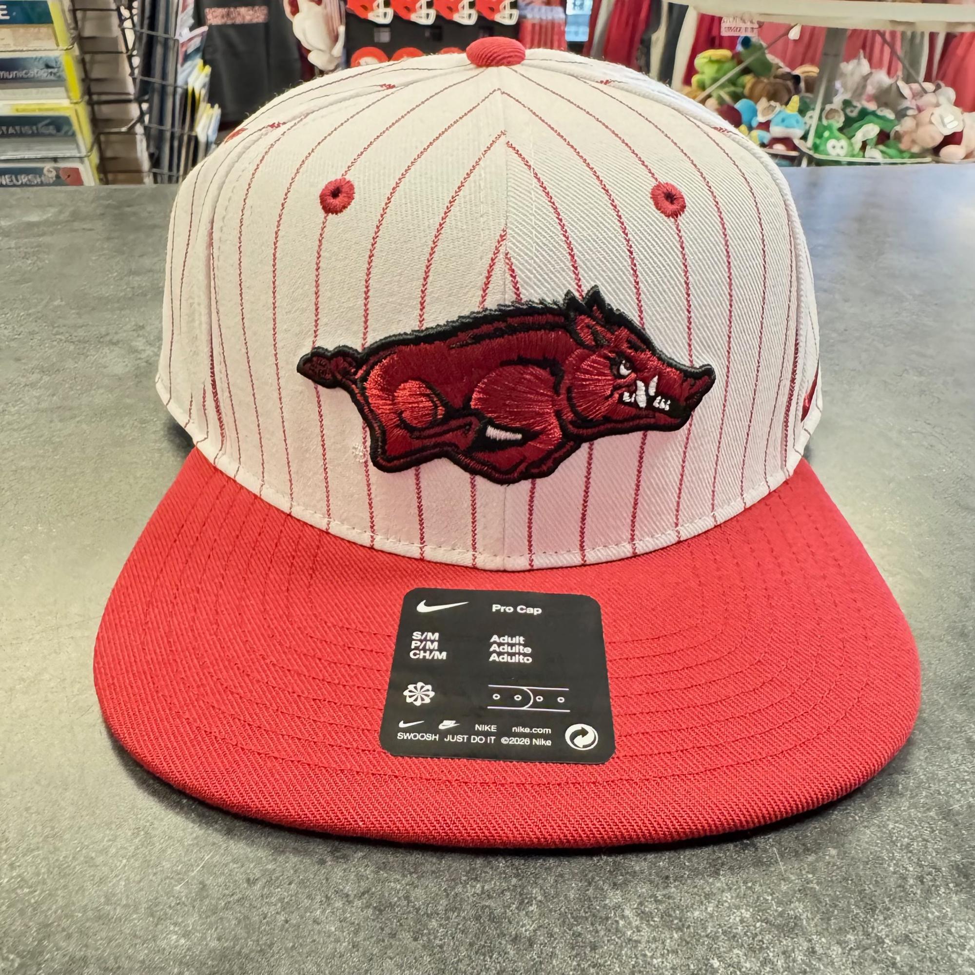 image of: Arkansas Razorbacks Nike Pro Pinstripe Flat Brim Snapback
