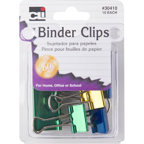 Binder Clips 10pk; $2.99